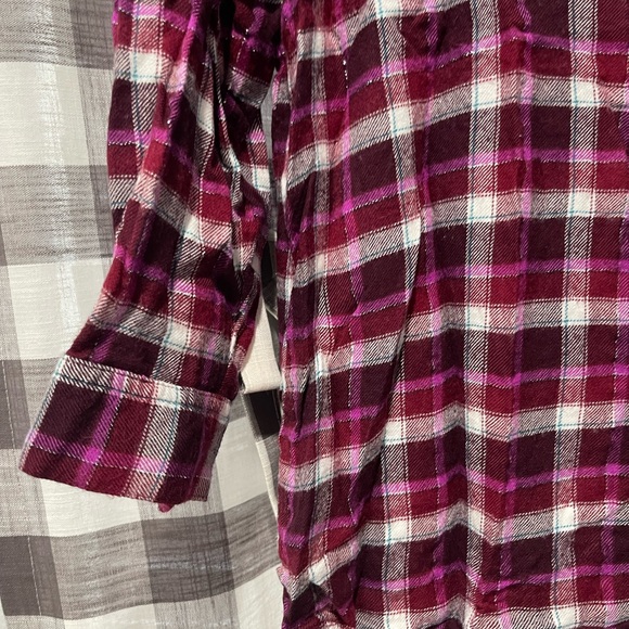 Lane Bryant Burgundy and Pink Plaid Shirt - Picture 4 of 7